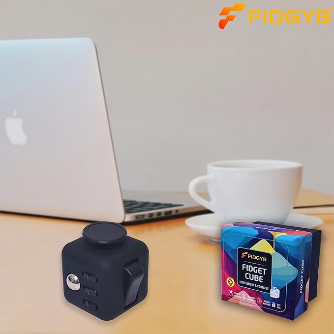 Cube Fidget Stress Relief Toy for Adults & Kids, Smooth, Quiet Sensory Toy for Anxiety, Focus & ADHD Idea[Black_Black]