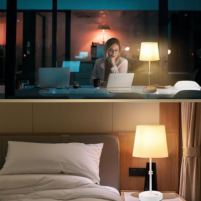 Rechargeable LED Cordless Table Lamp, 5200mAh Battery Operated, 3 Level Brightness, Portable Night Bedside Lamp, Ambient Desk Light for Home Decor, Patio, Restaurant, Dinningt (White)