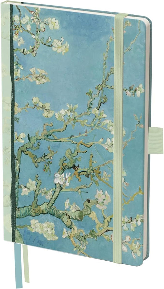 RainCaper Vegan Leather Journal Notebook, 160 Dot-Grid Pages, 5.7 inches x 8 inches, Journal - van Gogh Almond Blossom