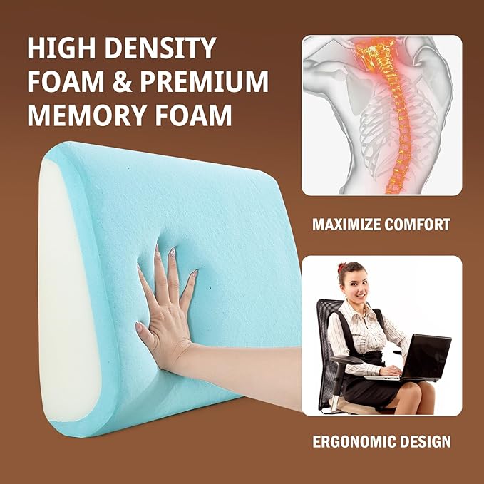 HOMBYS Lumbar Support Pillow for Recliner Chair, Memory Foam Back Support Cushion for Elderly,Extra Large Lumbar Support Pillow,Thick Backrest for Home Reading (Coffee, 20“x13.5"x5")