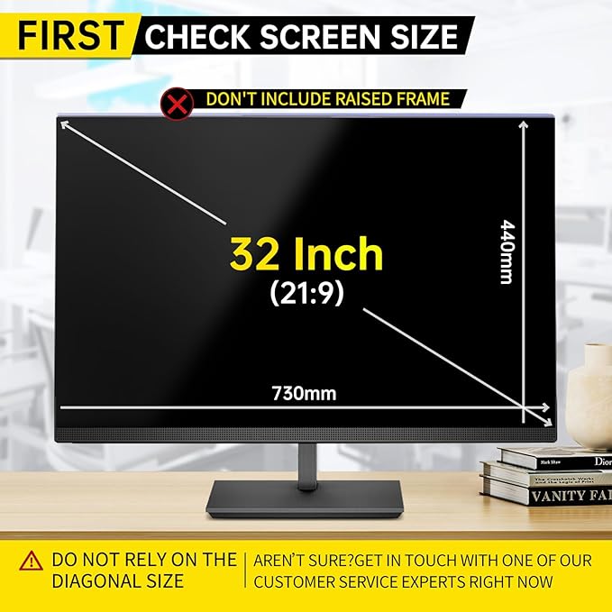 32 Inch Privacy Screen for 16:9 Computer Monitor, Anti-Blue Light Monitor Privacy Screen Filter, Anti-UV Computer Shield, Hanging Type