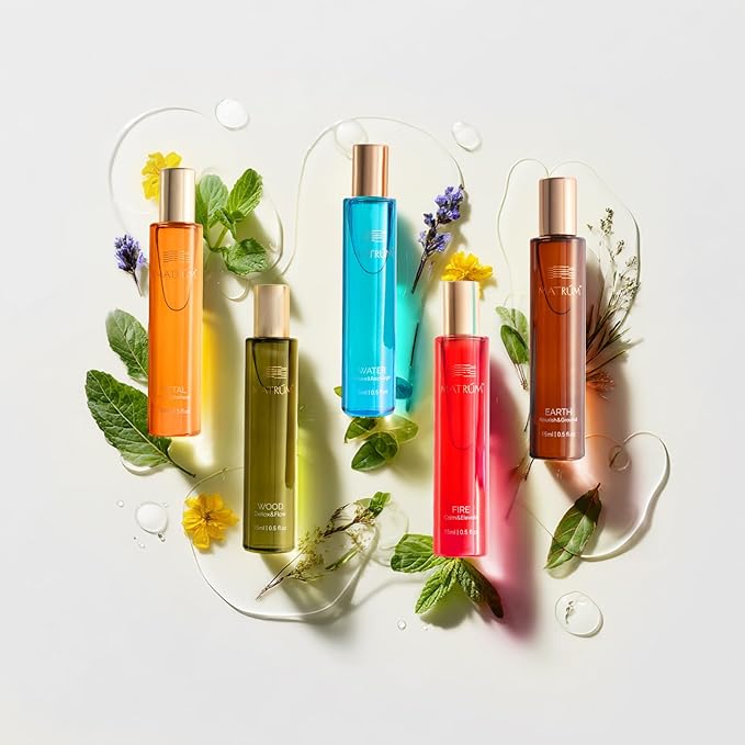 Essential Oil Roller Set – 5-Element Aromatherapy for Women – Botanical Skin & Mood Rituals with Squalane & Vitamin E – Calm, Clarity, Energy, Balance & Glow – 0.5 Fl Oz (Pack of 5)