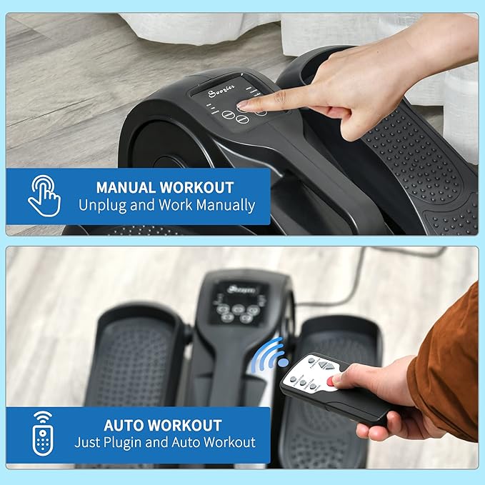 Soozier Under Desk Elliptical Exercise Machine, Powered Ellipse Leg Exerciser, Mini Rehabilitation Bike with Adjustable Speed, Remote & LCD Display for Home & Office