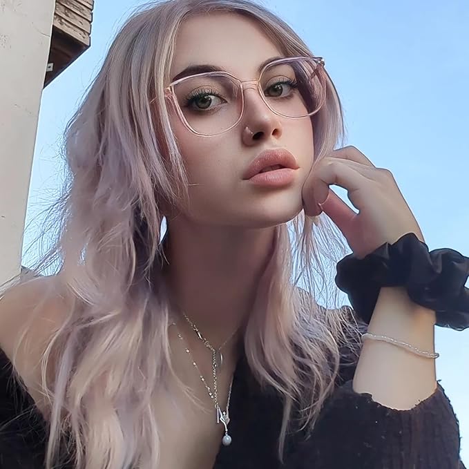 GUDVUE Oversized Blue Light Glasses, Computer Reading/Gaming/Phones Glasses, Anti Glare/UV400/Eye Strain, Large Square Frame