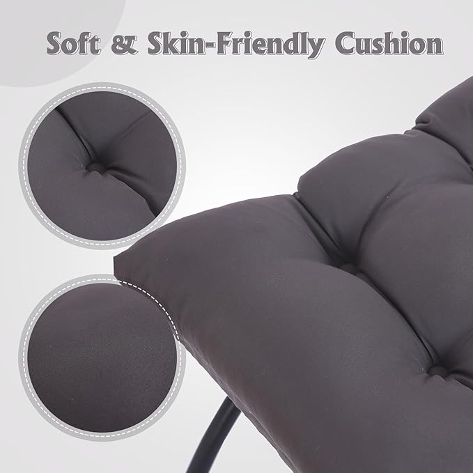 Welnow Folding Foot Stool, Upholstered Small Accent Ottoman with Detachable Thick Cotton Cushion Padded Sofa Stool and Metal Frame for Lazy Chair, Living Room, Bedroom, Dark Grey