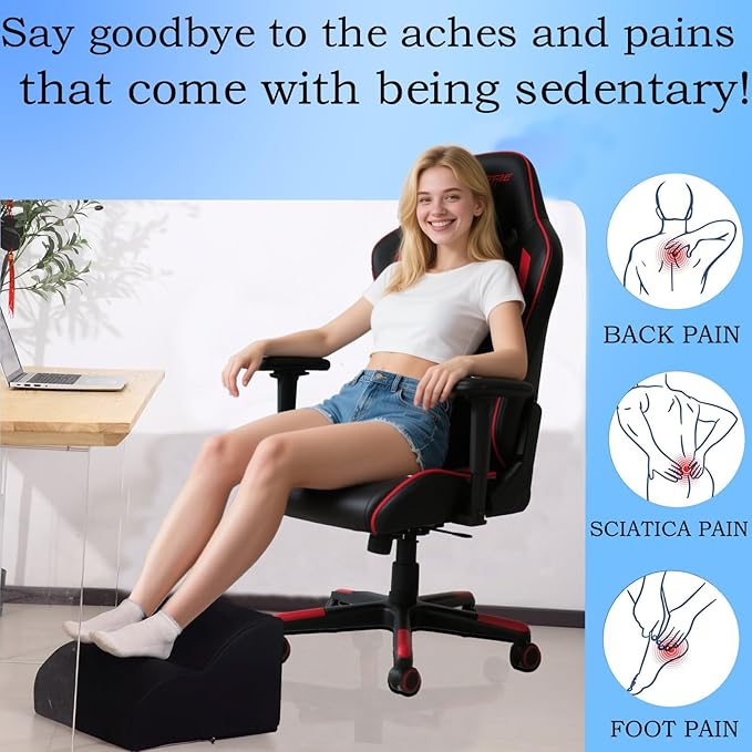 Foot Rest for Under Desk at Work.Multifunctional 3-Tier Foot Stool,With waterproof leather Footrest.For Under Desk,Office Chair Gaming Chair & Sofa,Leg Elevation Pillow,supports Posture-Black