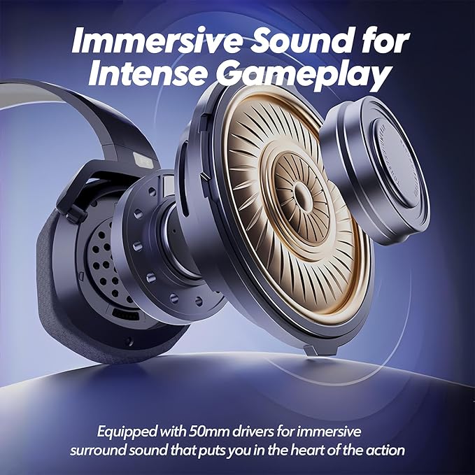 NUBWO Wireless Gaming Headset with Mic for Ps5 Ps4 PC, Zero Interference, 100-Hour Battery All-Day Play, 23ms Sync for Fortnite & Call of Duty/FPS Gamers, Triple Mode All Devices Compatible - Gray