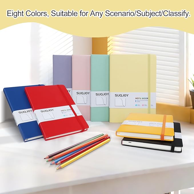 Lined Journal Notebook for Women Men,5.5"x8.3",100 GSM Thick Paper, A5 Hardcover Leather Journaling Notebooks for Writing,Travel,Work & School,College Ruled Notebooks for Note Taking Diary(Yellow)