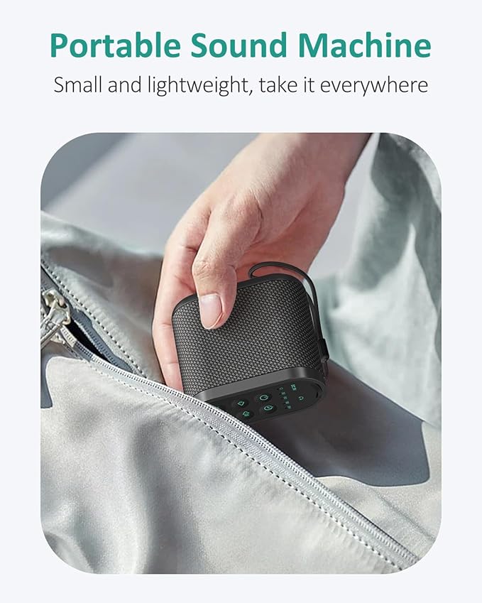 Portable White Noise Sound Machine for Adults, Baby - Brown/Pink/White Noise Machine：Rechargeable Battery, Headphone Jack, 21 Sounds, Nonstop Play & Sleep Timer, Memory Function, Home, Office,Travel