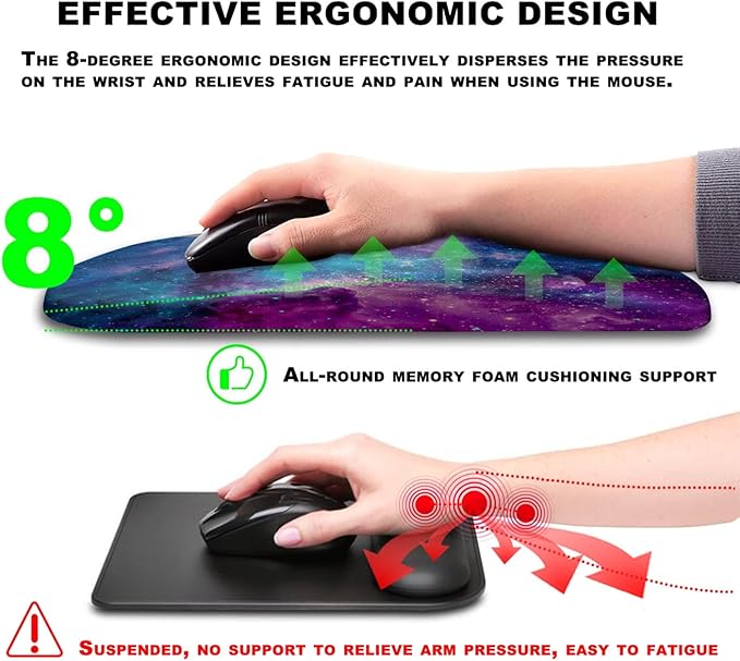 Mouse Pad Wrist Support, Ergonomic Mouse Pad with Massage Dot, Comfortable Computer Mouse Pad for Laptop, Wrist Rest Pain Relief Mousepad with Non-Slip PU Base for Office & Home, 12 x 8 in