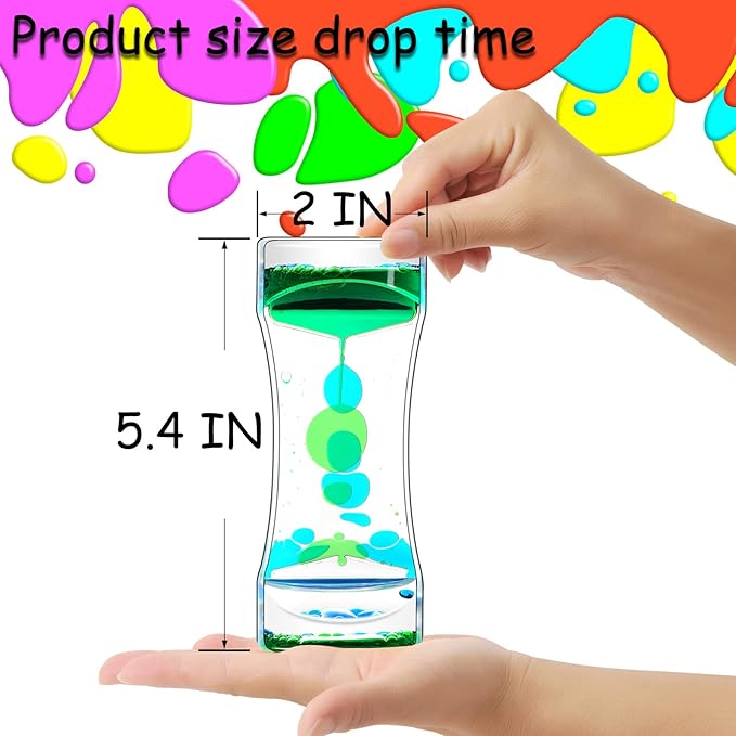FKYTION Liquid Motion Bubbler Timer Pack of 3 Colorful Liquid Sensory Toys ADHD Fidget Toy Calm Relaxing Desk Toys