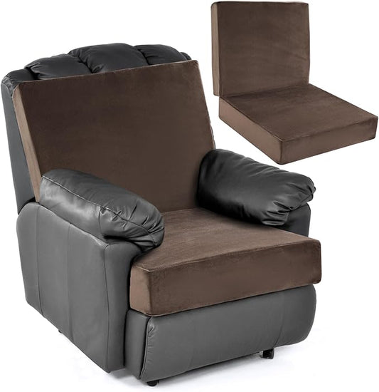 HOMBYS Foam Lumbar Support Pillow for Recliner with Recliner Chair Seat Cushion-Thick Seat Cushion for Elderly with Long Back Support, Extra Large & Non-Slip, Brown