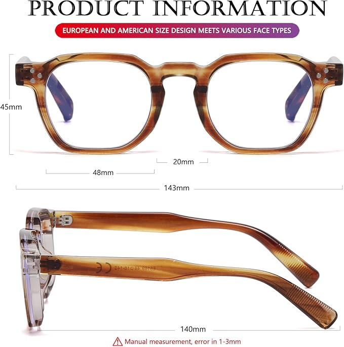 AIEYEZO Retro Blue Light Glasses for Men Women Square Thick Framed Eyeglasses Trendy Vintage Computer Glasses