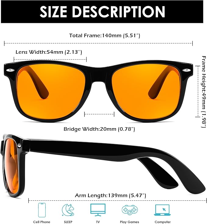 FEISEDY Orange Blue Light Blocking Glasses for Woman Men Amber Lenses Computer Gaming Glasses for Better Sleep