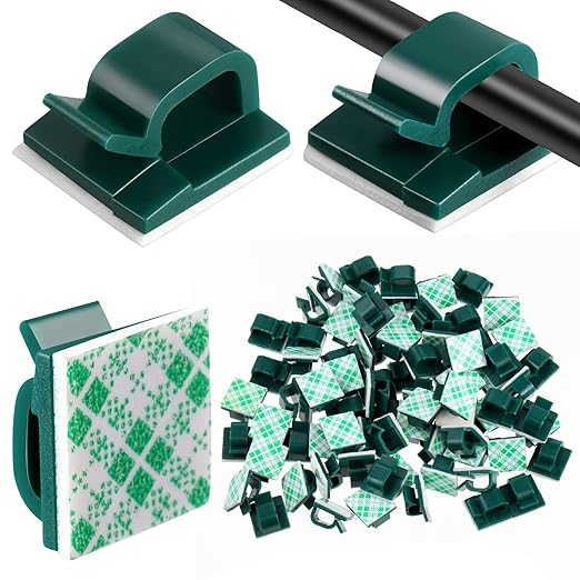 Blulu 100 Pcs Adhesive Cable Clips Bulk Wire Holder for Cord Organizer Clips Cable Management Outdoor Light Hooks for Christmas Wall String Lights Fairy Lights