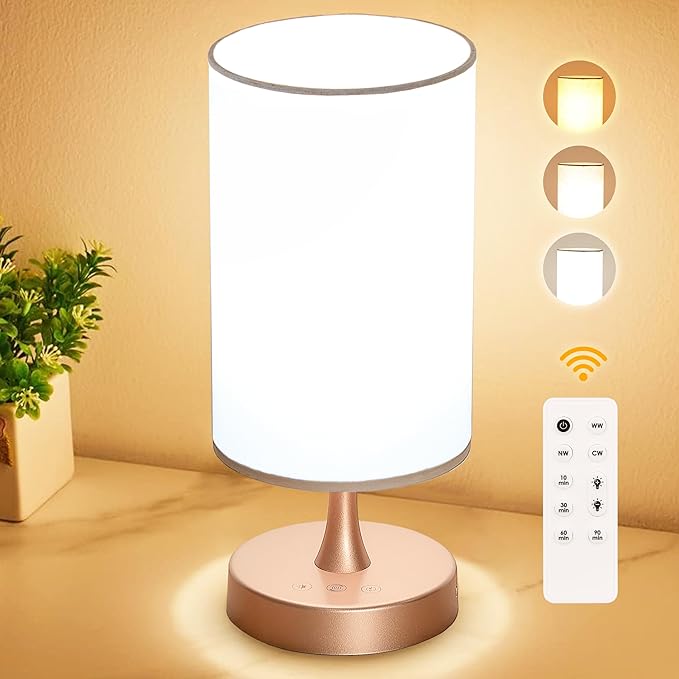 Light Therapy Lamp, 10000 Lux Daylight with 3 Color Temperatures, Adjustable Brightness & Timer with Memory Function, Sunlight Lamp with Remote Control (Gold Base, White Shade)