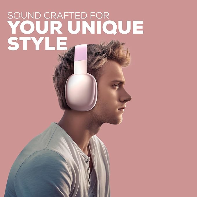 Gabba Goods Wireless Over Ear Bluetooth Headphones with Microphone - Wireless Headset -Noise Reduction - Bluetooth, Wired,Built in Micro SD for Travel, Home, Work TV,PC,Gaming,Cellphone (Pink)