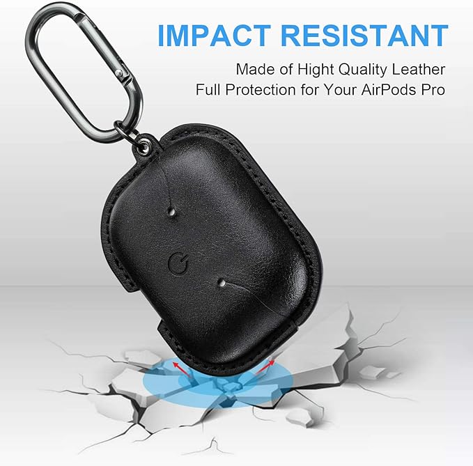 Maxjoy for AirPods Pro 2 Case Leather, Airpods Pro Leather Case Cover with Keychain Airpod Strap Compatible with Apple Airpod Pros 2nd Generation 2023 2022/AirPods Pros 2019 (Front LED Visible), Black
