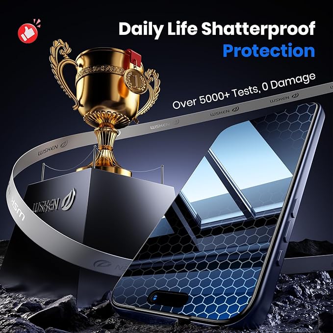 WSKEN for iPhone 17 Pro Max Privacy Screen Protector - [4 Way 360 Anti Spy] [Auto Dust-Remove] 10X Military Shatterproof 4 Directions Zero Bubble Anti Peep Tempered Glass Film for 17 Pro Max