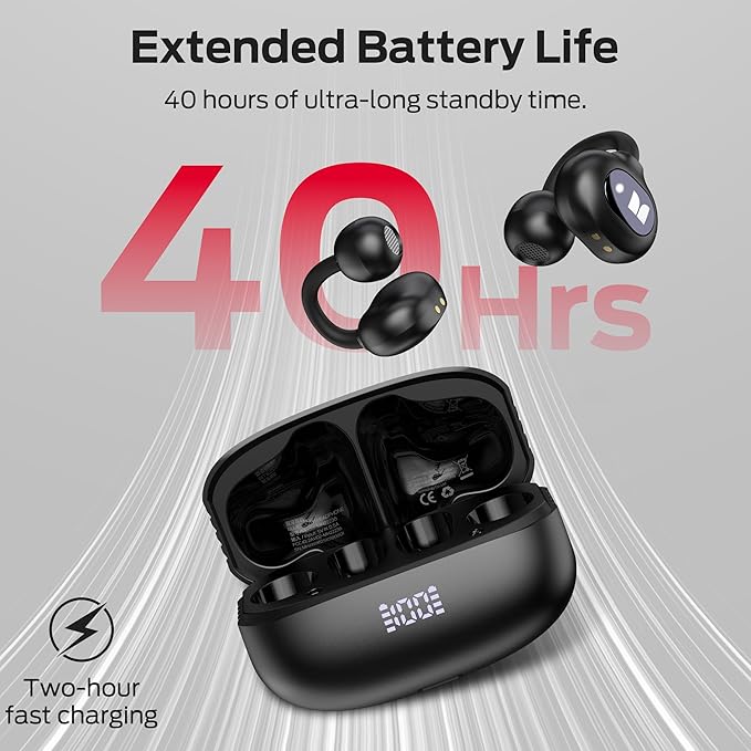 Monster Open Ear AC339 Earbuds, Bluetooth 6.0 Earphones Stereo Sound, Open Ear Clip Wireless Earbuds 40 Hours Playback,Touch Control, IPX6 Waterproof