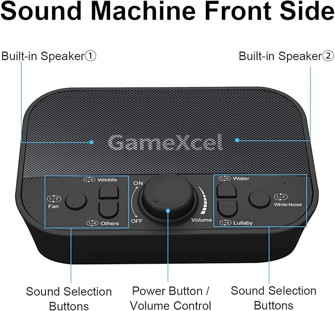 Portable Sound Machine, White Noise Machine with 38 Sounds & Dual Speakers, USB Charger, Timer & Memory - Magicteam Sleep Therapy, Noise & Sleep Machines for Baby, Kids, Adults Home Office Travel