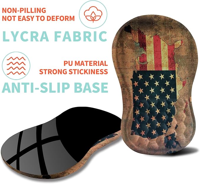 Ergonomic Mouse Pad Wrist Support with Memory Foam Massage Bulge, Carpal Tunnel Pain Relief Mousepad Wrist Rest for Mouse(12x8 inch, USA Flag Map)