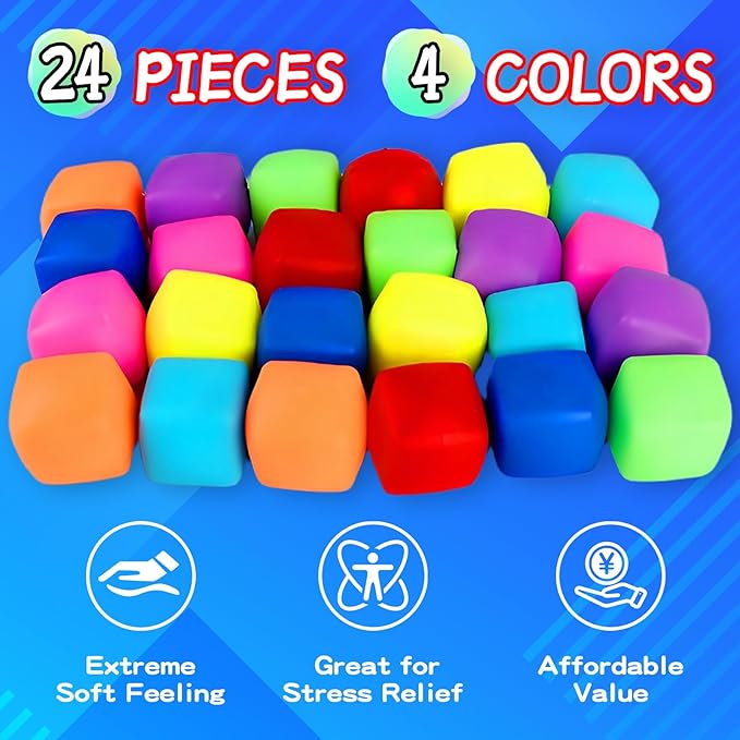 Mini Stress Cubes – Bulk Sensory Fidget Toys for Classrooms, Party Favors & Anxiety Relief – Slow Rising, Non-Toxic Desk Toys for Kids/Adults