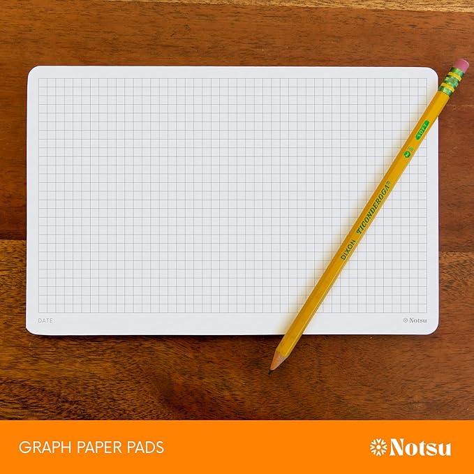 Notsu Graph Desk Notepad 2 Pack | Minimalist Graphing Memo Mouse Pads with Premium Thick Paper, Small 5.5" x 8.5"