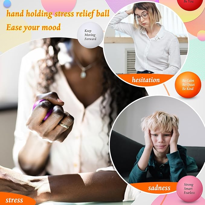 Aoriher 36 Pcs Motivational Stress Balls Colorful Stress Balls Bulk Quotes Inspirational Funny Foam Toys Hand Exercise Gifts for Office Small Toys for Motivating Supply(Vivid Color)
