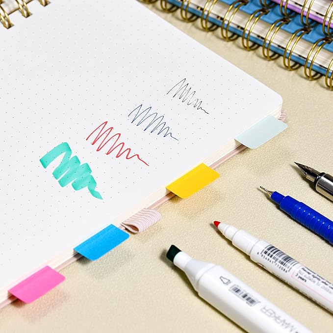 POPRUN Spiral Dotted Journal Notebook, [A5-5.75'' x 8.25''] - 120 GSM Thick Paper, 141 Numbered Pages, Hardcover for Men & Women with Pocket, Index Tabs, 8 Perforated Sheets, Pacific Green