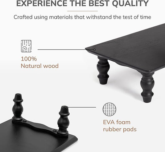 Anji Mountain Monitor Stand - Desktop Organizer & Laptop Riser, Ergonomic Monitor Riser, Space-Saving Monitor Stand for Desk, Durable Construction, Easy Assembly, Ideal for Home & Office,Black