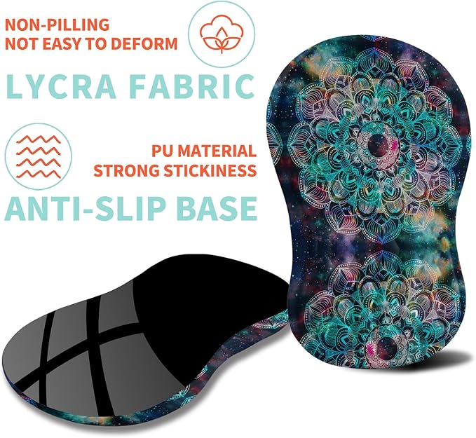 Ergonomic Mouse Pad Wrist Support with Memory Foam Massage Bulge, Carpal Tunnel Pain Relief Mousepad Wrist Rest for Mouse(12x8 inch, Mandala)