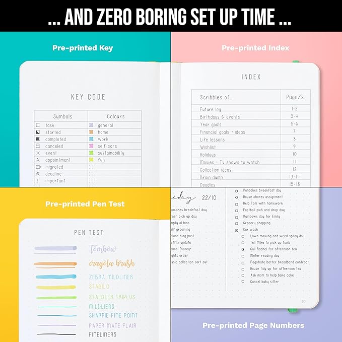 Bullet Dotted Journal Dot Grid Notebook | A5 Daily Journaling Notebooks for Personal Writing, Work, Women | 160gsm Thick Paper, Hard cover, Lay Flat Binding | 5x7 Journals Cuaderno Libretas de apuntes