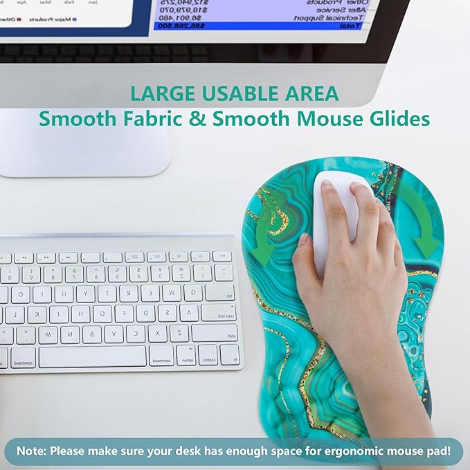 Mouse Pad Wrist Support, Ergonomic Mouse Pad with Wrist Rest, Comfortable Computer Mouse Pad for Laptop, Pain Relief Mousepad with Non-Slip PU Base Green