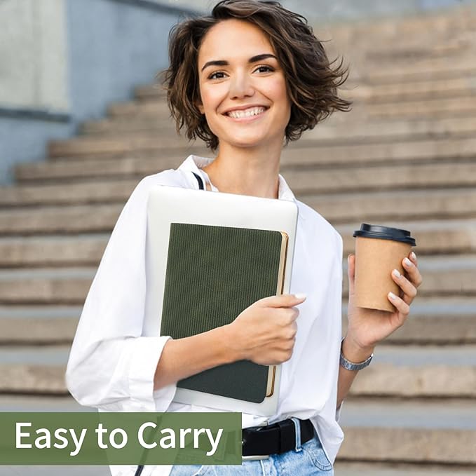 Lined Journal Notebook for Work College Ruled Note Book 5.79"x8.27"A5 PU Leather Daily Journaling 216 Pages for Women Men Writing Home School Supplies Business (A5 Lined 216pages, 03-Dark Green)