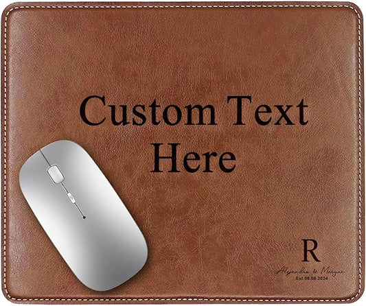Personalized Leather Custom Mouse Pad with Wrist Rest,Customized Mouse Pads for Desk,Perfect Gift for Weddings, Anniversaries, Birthdays,and Special Occasions (A (Brown-Rectangle))
