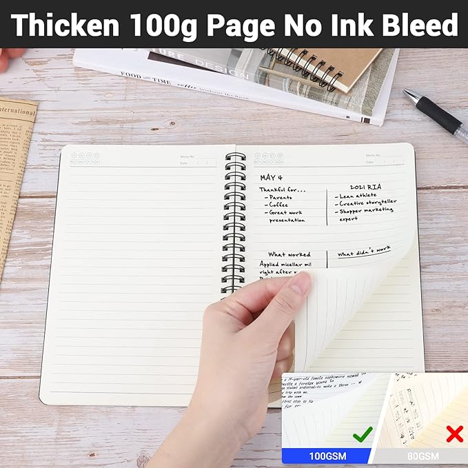 EUSOAR Spiral Notebook, 1 Pack 5.5" x 8.3" 160 Pages Grey A5 College Ruled Notebooks, Hardcover Lined Travel Writing Notebooks, Memo Notepad, Office Meeting Essentials Composition School Supplies