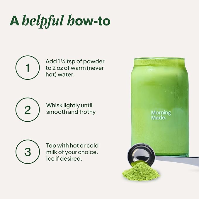 Morning Made Original Ceremonial Grade Matcha Powder | 8.46oz (240g) Resealable Tin | 60 Servings Premium Japanese Green Tea | Sweetened with Organic Sugar | Rich in Antioxidants & Energy Boosting