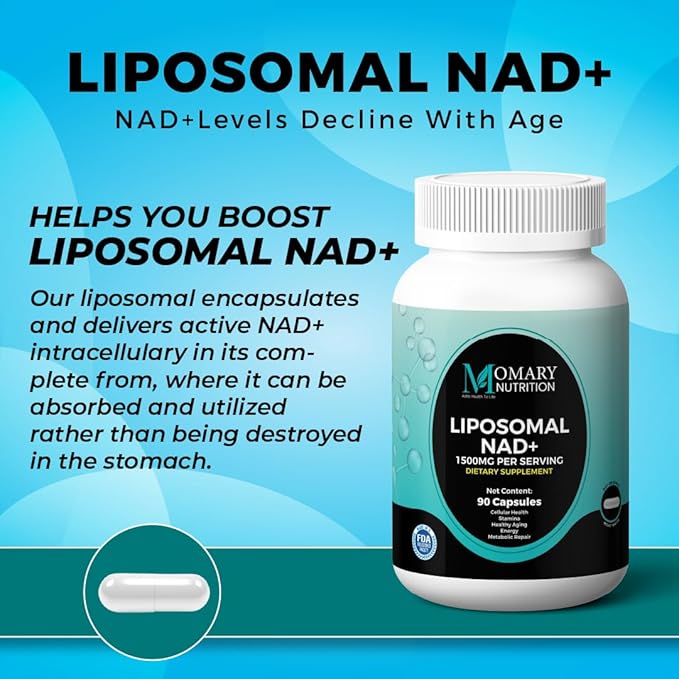 Liposomal NAD+ Supplement | Highest Rated NAD Supplements for Women & Men with Resveratrol and Japanese Knotweed Extract, Support Stamina, Metabolic Repair | Vegan, Gluten Free, Non-GMO, 90 Capsule
