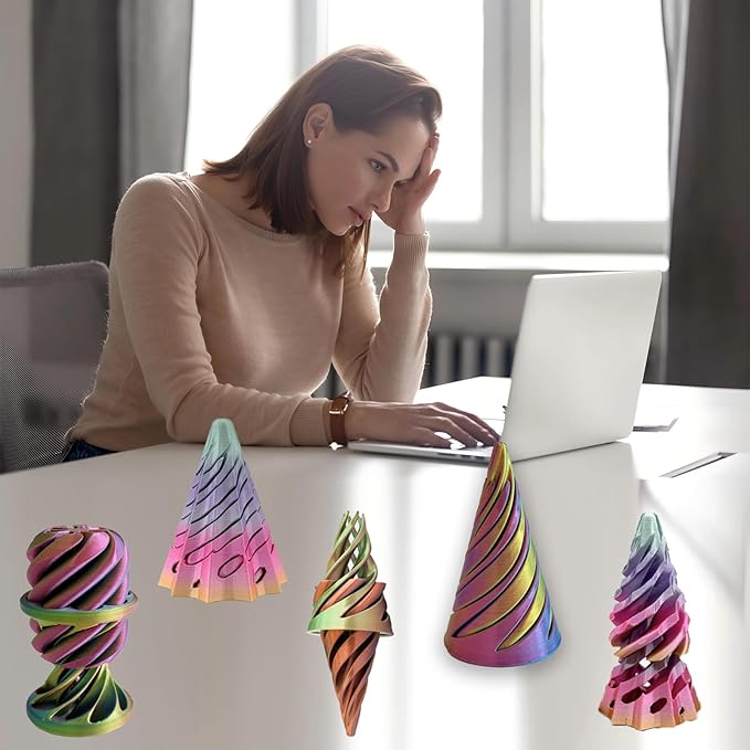 4 Packs Impossible Cone,Spiral Cone Fidget Toy,Impossible Cones passthrough Impossible Pyramid for Relaxing,Spiral Fidget Toy passthrough Impossible Cone,Birthday for Adults & Kids