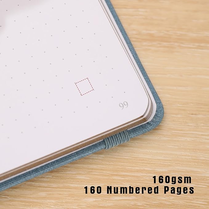 TIEFOSSI Dotted Journal Notebook, Dot Grid Notebook for Women Men, Hardcover PU Leather Journal, 160 GSM Thick Paper, 160 Numbered Pages with Gold Edges, 8 x 8 Square Diary
