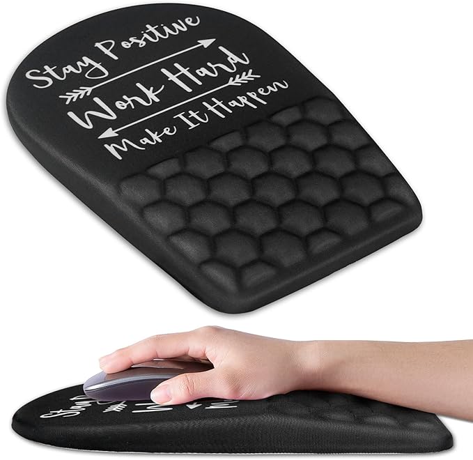 Ergonomic Mouse Pad Wrist Support,Upgrade Mousepad with Massage Design,Non-Slip PU Base Desktop Mouse Pads for Pain Relief, Computer, Office & Home,12 x 8 in（F-Inspirational Quote）