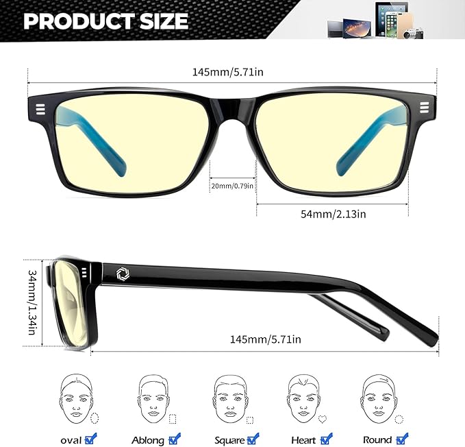 ANYLUV Blue Light Glasses Men Woman, Blue Light Blocking Glasses for Computer Gaming, Eye Strain Relief Eye Protection