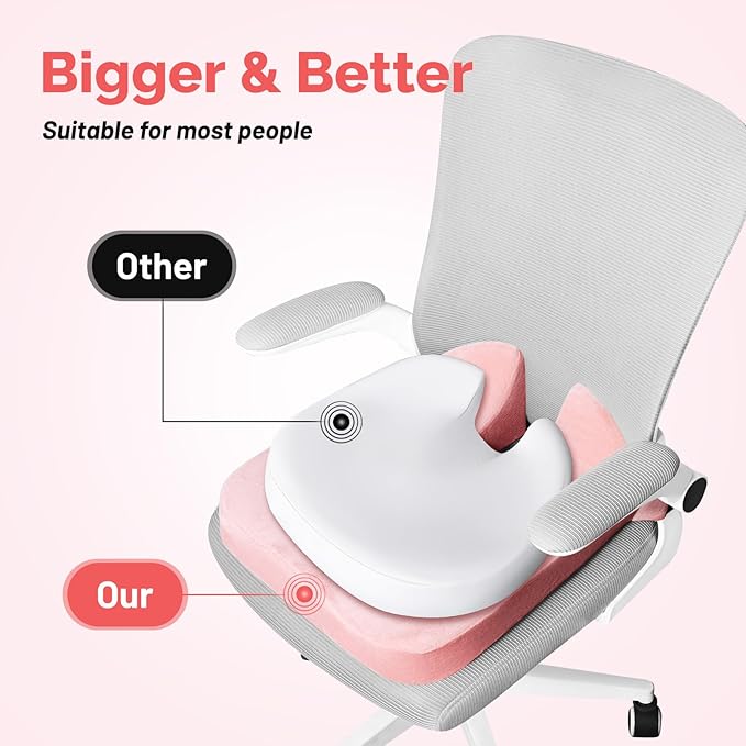 Large Memory Seat Cushion,Car Seat Cushion are Used to Relieve Sciatica, Suitable for Offices, Cars, Wheelchairs, Multi-Purpose (Pink)
