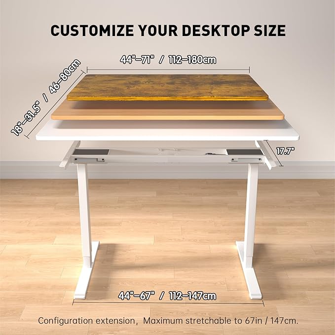 Dual Motor Standing Desk Frame, Electric Adjustable Legs with Memory Presets, Stand Up Desk Frame Workstation, with Cable Management Tray, Headphone Hook, Caster Wheels, for Home Office