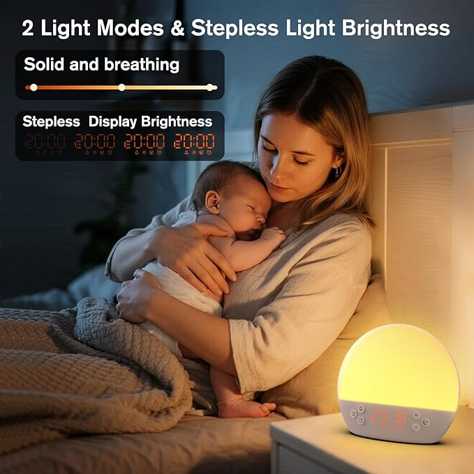 Sunrise Alarm Clock for Heavy Sleepers Adults,Digital Alarm Clocks Bedside Dimmable Night Light,White Noise Sound Machine 30 Soothing Sounds, Wake Up Light Alarm Clocks for Bedrooms,Ideal for Gift