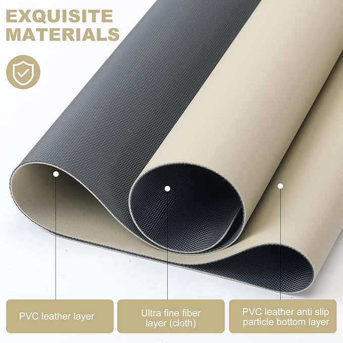 Leather Desk Mat Mouse Pad Large Non-Slip Surface Office Home Desk Accessories Supplies Decor for Keyboard Computer Laptop Writing Table Protector (Matcha Green)