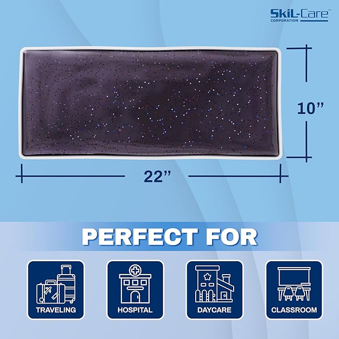 Skil-Care Weighted Rectangular Lap Pad Blue Gel, 7lbs - Vinyl Covered, Heat Sealed, Calming Sensory Aid, Wipe Clean, Calms User, 914508