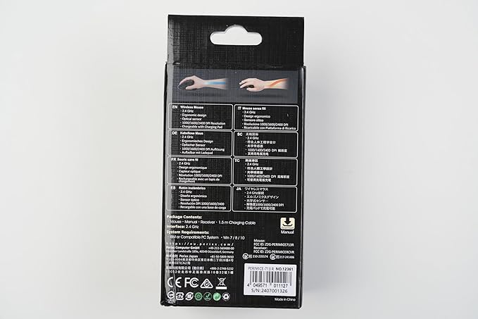 Perixx PERIMICE-713R Wireless Rechargeable Vertical Mouse - Duo Wired and Wireless Charging Feature - 6 Buttons Design - Black - Right-Handed Design