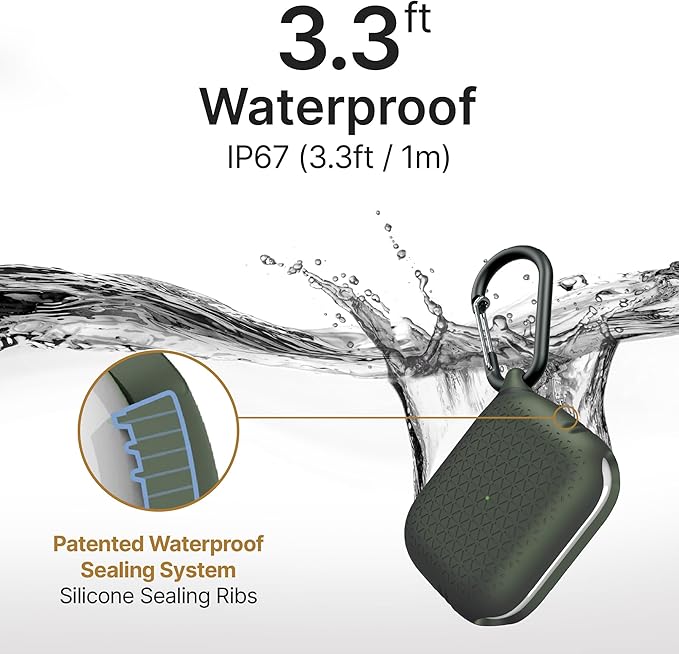 Catalyst Waterproof Case for AirPods Pro 2nd Generation and AirPods Pro 1st Generation - Wireless and USB-C Charging Compatible, One Piece Design, High Drop Protection Case with Carabiner